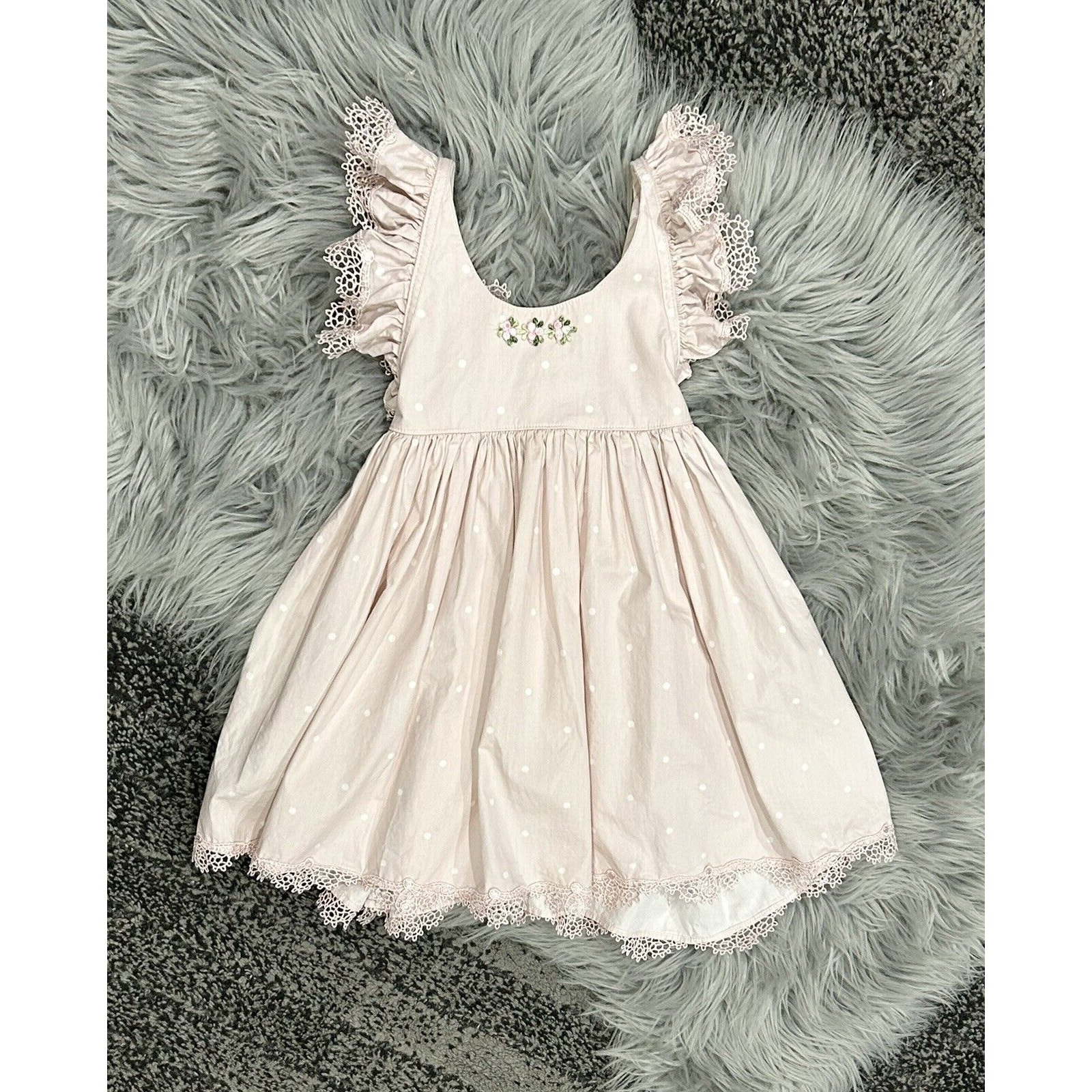 Dollcake Girls All The Love Pink Blush Polka Dot Dress Size 2